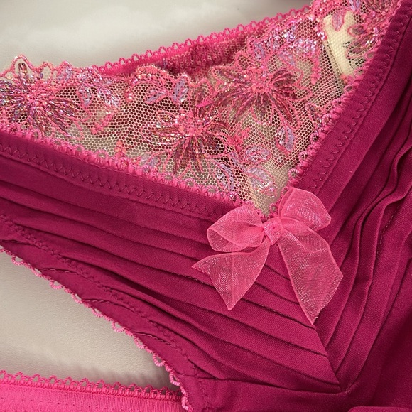 For Love and Lemons Magenta Bra (XL), Thong (L), and Garter (L) Set - Picture 3 of 4